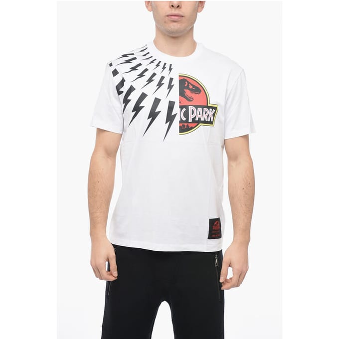JURASSIC PARK X NB Crew Neck HALF THUNDERBOLT katoenen T-shirt in wit