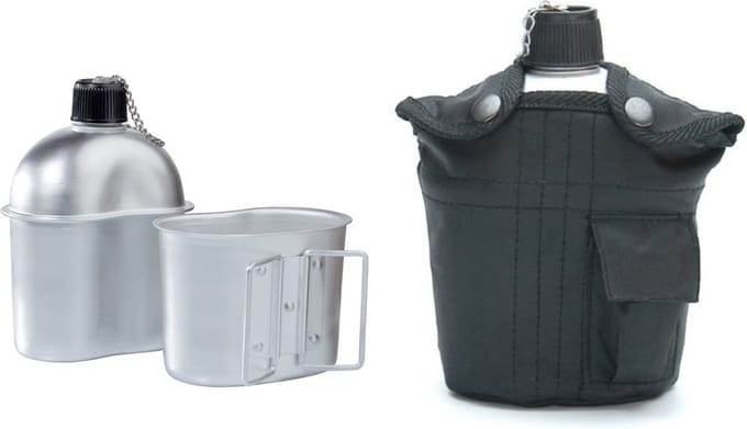 AB US aluminium veldfles 1L met beker en hoes, zwart