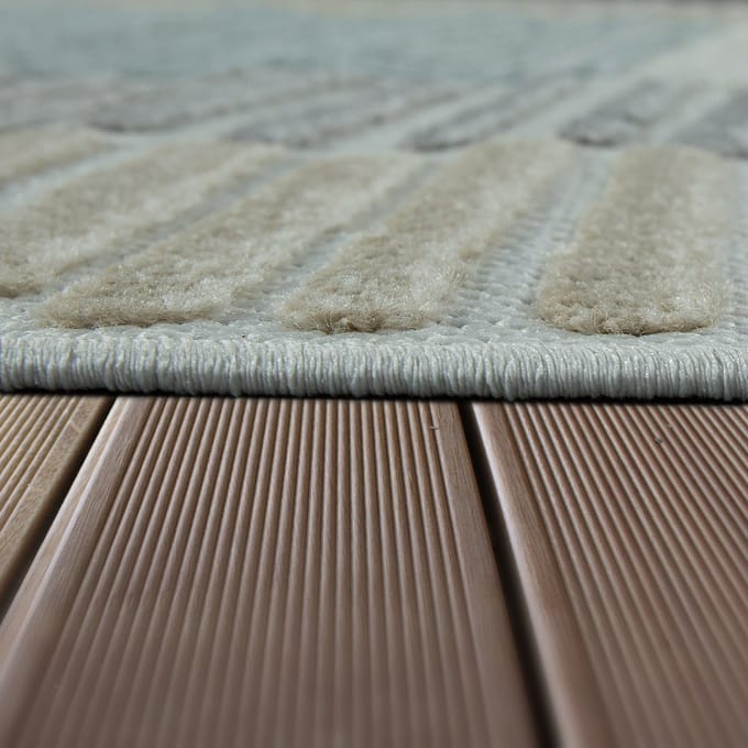 Binnen- en buitenkleed Stylo beige 160 cm rond