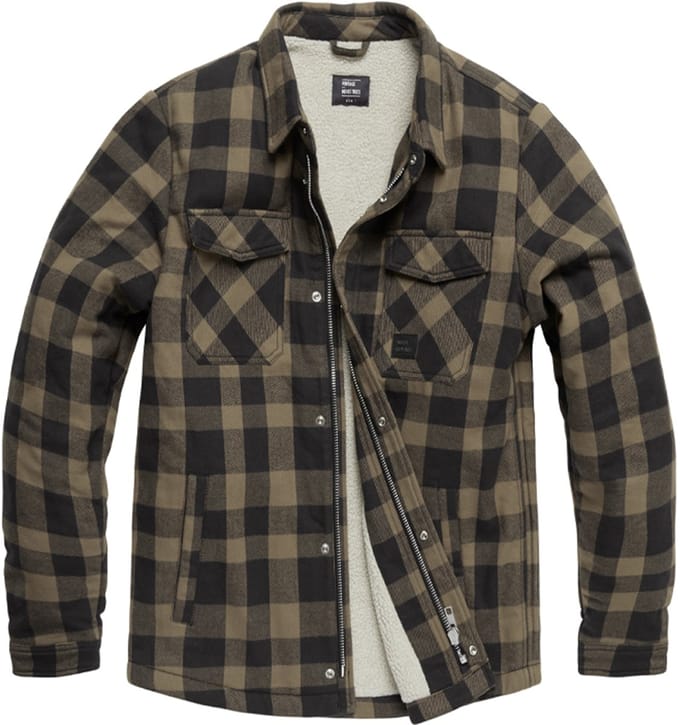 Vintage Industries Craft Heavyweight Sherpa Beige Check Jas Heren