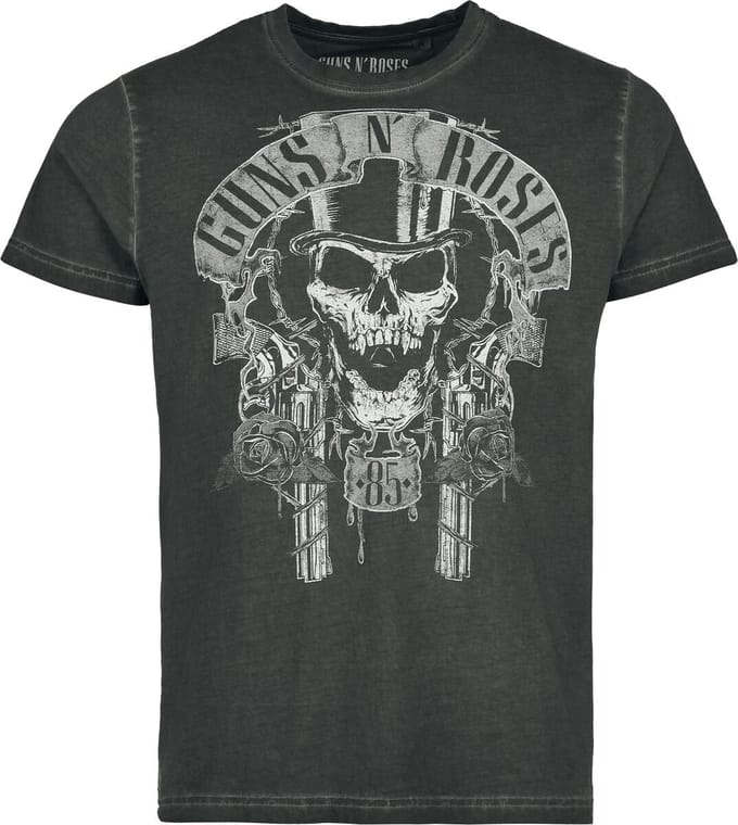 Guns N' Roses Top Hat Skull Heren T-shirt - grijs - M
