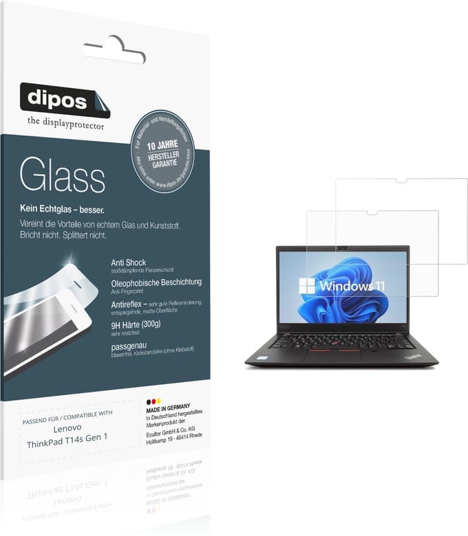 dipos – 2x Matte Pantserfolie geschikt voor Lenovo ThinkPad T14s Gen 1 | 9H Screenprotector