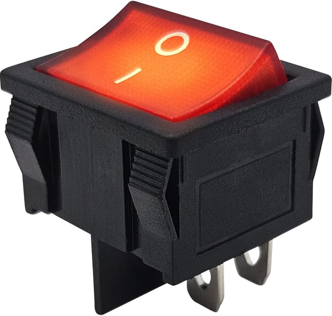 ProRide Wipschakelaar ON-OFF KCD5-202 - 2 Polig - 250V/6A - Rood met controlelampje