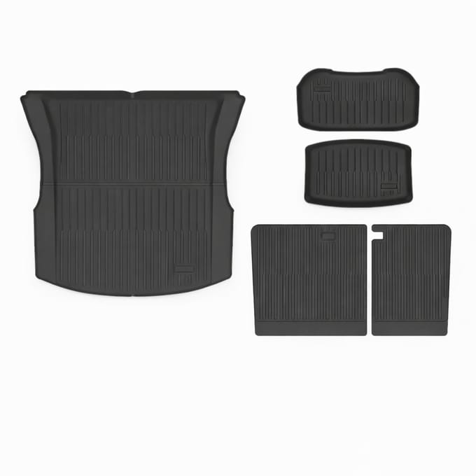 Automatten Tesla Model 3 Highland Rubber Ecoline – Trunk + Frunk + Subtrunk + Achterbank - Interieur Accessoires
