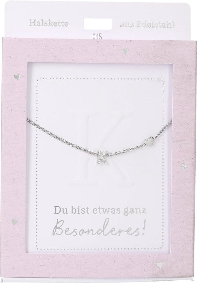 Depesche ketting zilver letter K met hartje - cadeau sieraden.