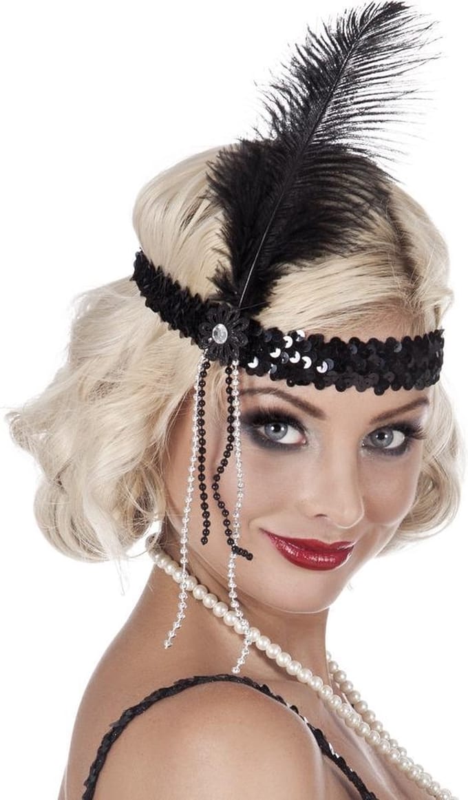 24 stuks: Hoofdband Flapper - zwart