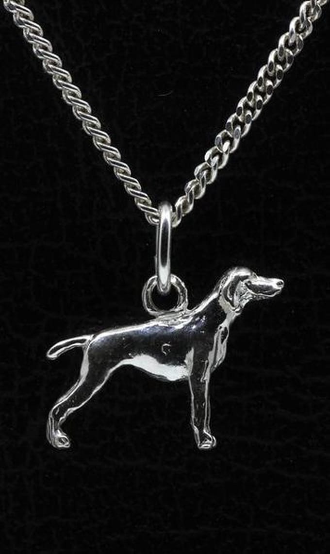 Zilveren Weimaraner korthaar ketting hanger - klein