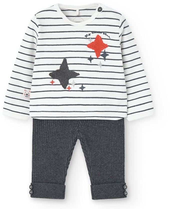 Boboli Knit Set Met Lange Mouwen Wit,Grijs 3 Months Meisje
