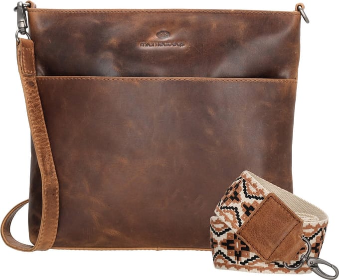 Hide & Stitches Next Navajo Schoudertas Dames - Handtas voor Dames - Tas van 100% Leder - Bruin