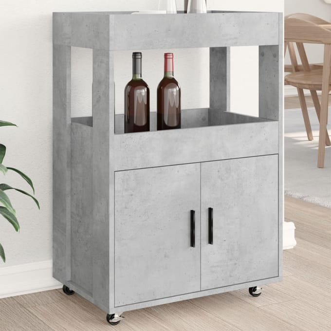 vidaXL - Drankkar - 60x39,5x89 - cm - bewerkt - hout - betongrijs