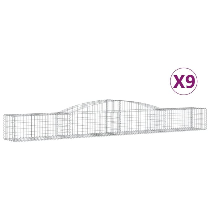 vidaXL - Schanskorven - 9 - st - gewelfd - 400x50x40/60 - cm - gegalvaniseerd - ijzer