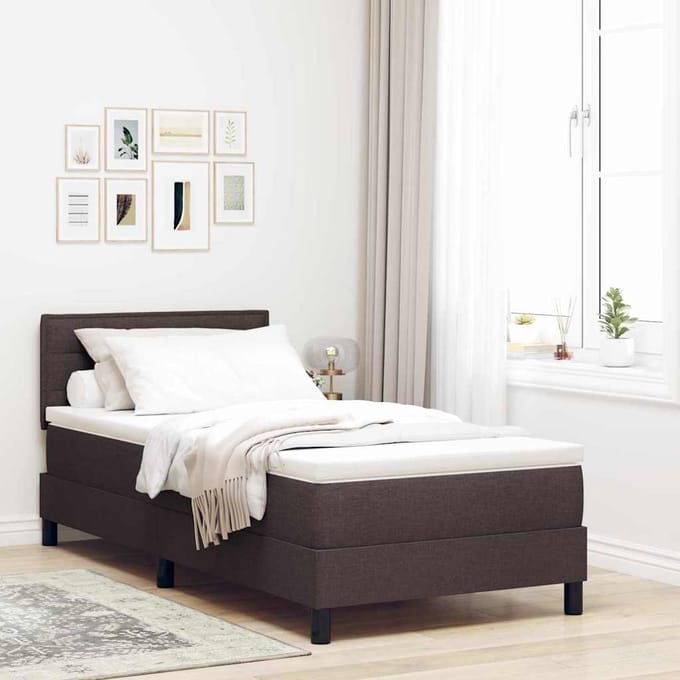 vidaXL - Boxspring - bed - met - hoofdeinde - Donkerbruin - 80 - x - 200 - cm - Stof