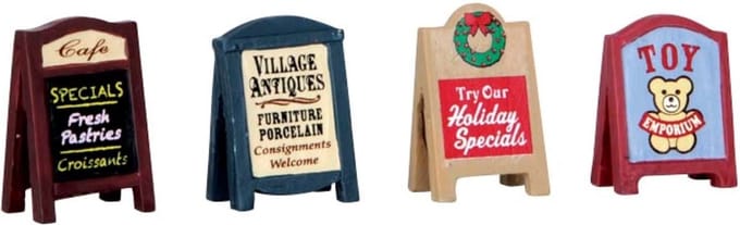Lemax - Village Signs -  Set Of 4 - Kersthuisjes & Kerstdorpen