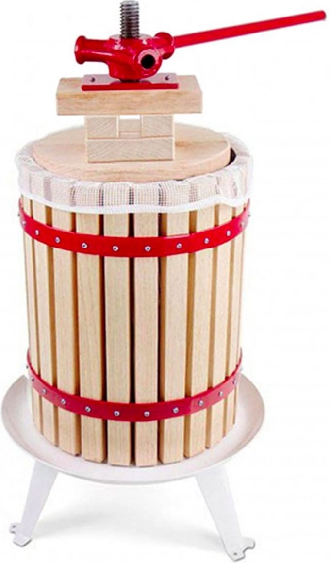 Fruitpers, appelpers, wijnpers - Houten mand 18 l