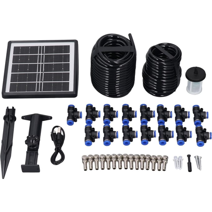 Sproei-irrigatiesysteem Kit Zonne-energie Timer Modus IP67 Waterdicht Automatische Zelfbewatering black