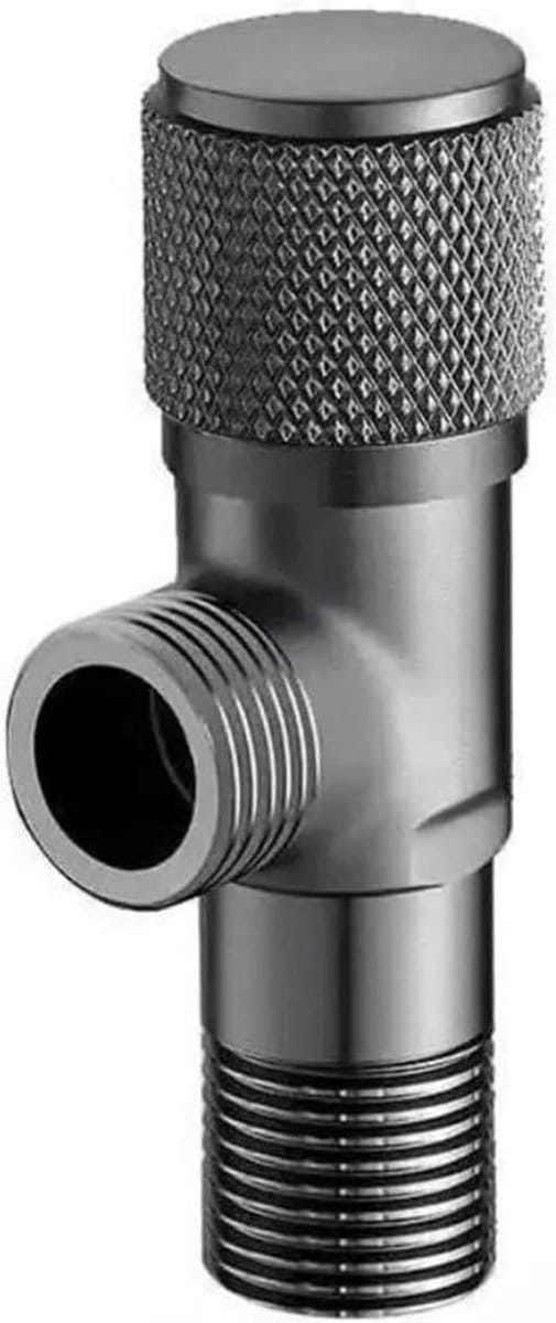 Messing Hoekkraan - Waterstop Kraan - Toilet Aansluiten - Robuuste Messing Constructie - G1/2 Inch - Grijs