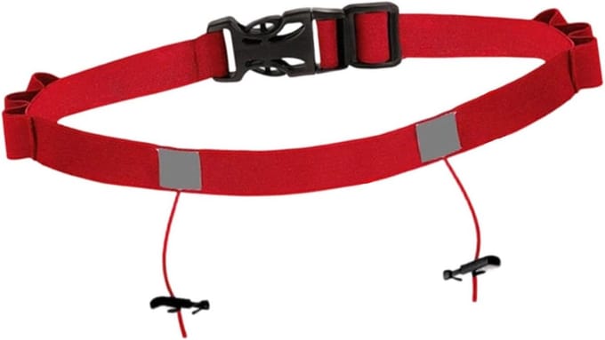 Triathlon Race Number Belt - Verstelbare Elastische Hardloopriem - Lichtgewicht Polyester - Unisex - Taille 75-140 Cm - Rood