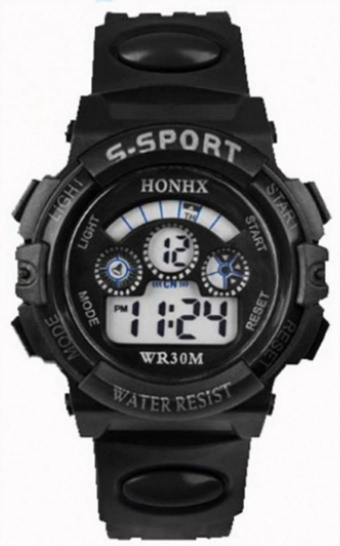 Hidzo Kinderhorloge S-Sport Ø 30 mm - Zwart - Kunststof