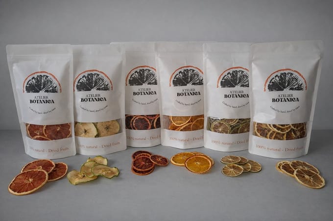 Atelier Botanica - Gedroogde fruitschijfjes mix 6 x 100g – cocktail en mocktail garnering set, thee, decoratie