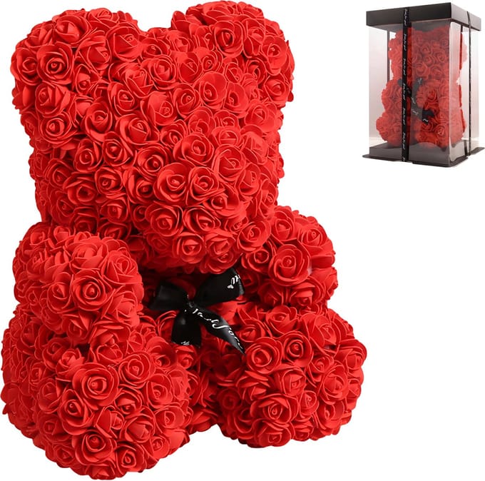 Somstyle Rozen Beer - 25 CM - Teddybeer - Met Giftbox - Rozenbeer - Rood