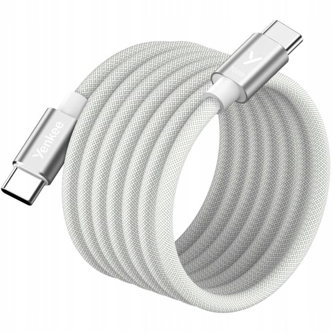 Yenkee Magnetische USB-C Kabel 100W 1.5m Snel Laden Opwindbaar