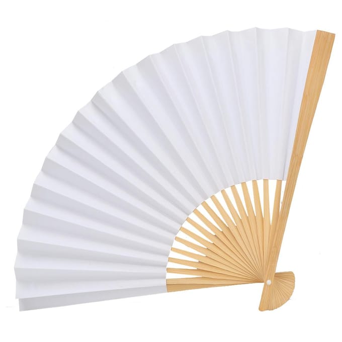 Witte DIY Papier Hout Vouwventilator Kalligrafie Schilderen Tekenen Ventilatoren Decor Cadeau white