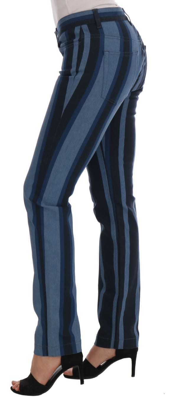 Dolce & Gabbana Dames-Blauwe GIRLY Gestreepte Katoenen Jeans