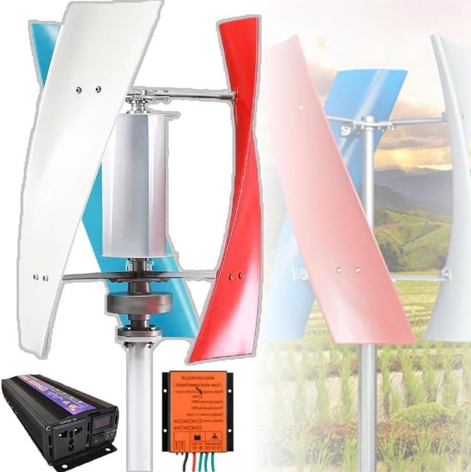 Windturbine Generator - Verticale as - Energie Opwekken - MPPT Controller - 5 kW - Zwart