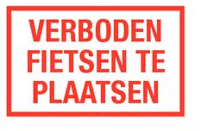 Verboden fietsen te plaatsen tekstbord - kunststof 200 x 125 mm