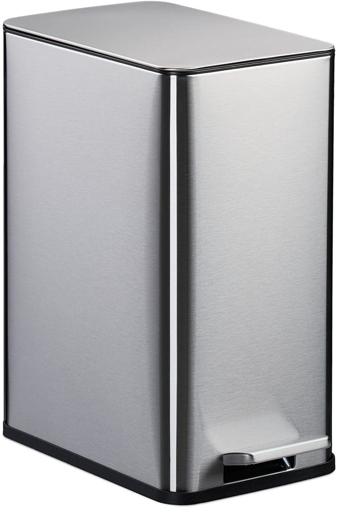 Badkamer prullenbak - 10 l - softclose - binnenemmer - rvs - zilver
