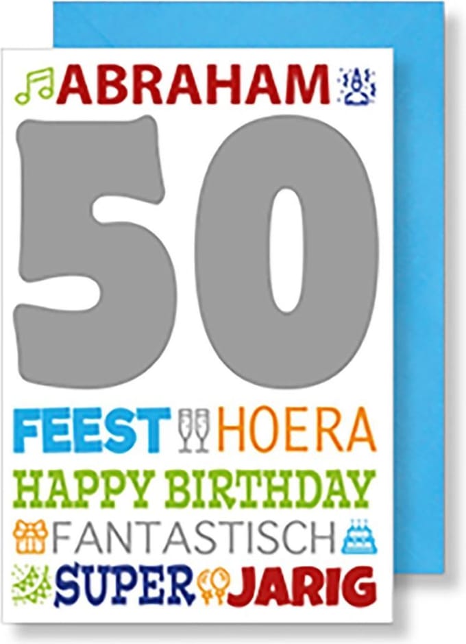 6x dubbele wenskaart met envelop - Gefeliciteerd - Abraham - 50 - 11,5 x 17 cm