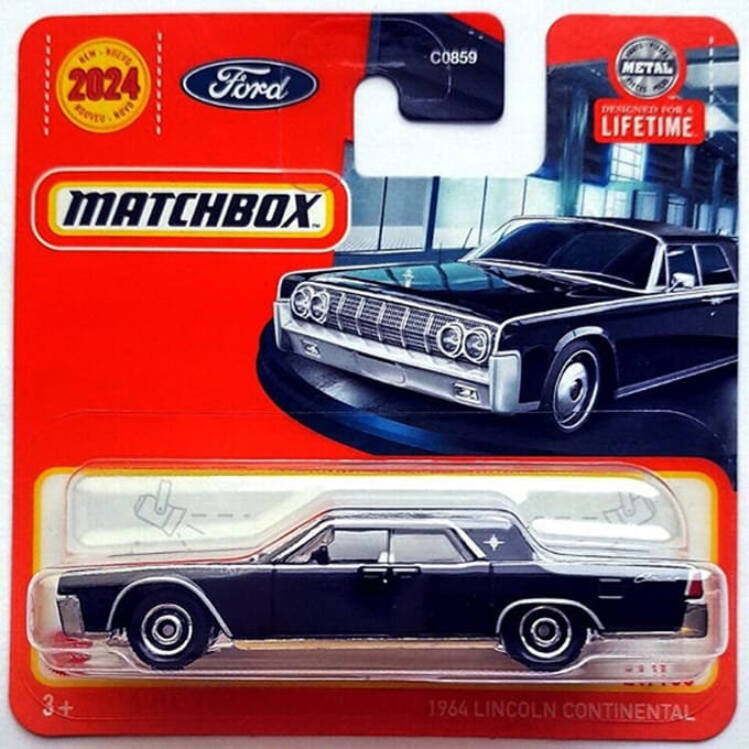 1964 LINCOLN CONTINENTAL SHINY BLACK 21-100 1-64 MATCHBOX SHORT CARD