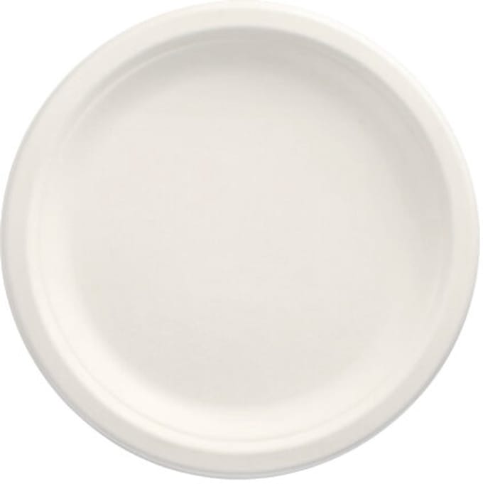 10x 50 Borden van suikerriet pure 1-vaks Ø 23 cm · 2 cm wit