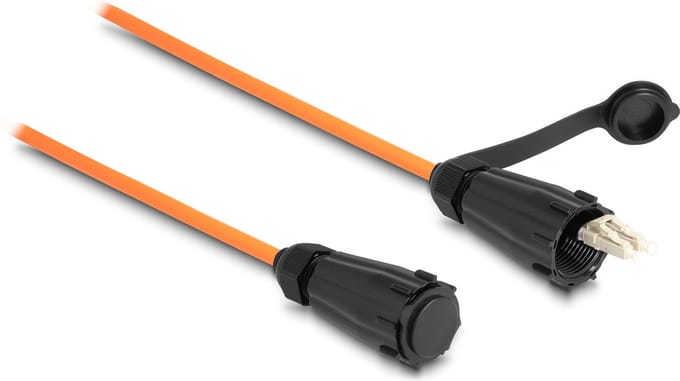 Delock Optical fiber cable LC Duplex to LC Duplex with protective cap multi-mode OM2 IP68 dust and waterproof 3 m