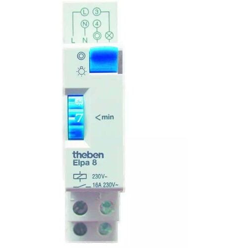 Theben 0080002 ELPA 8 Elektromechanische trappenhuis-tijdschakelaar, wit, tijdschakelaar trappenhuisverlichting, trappenhuisverlichting tijdschakelaar, trappenhuistimer, trappenhuisverlichtingstimer, trapverlichtingstimer