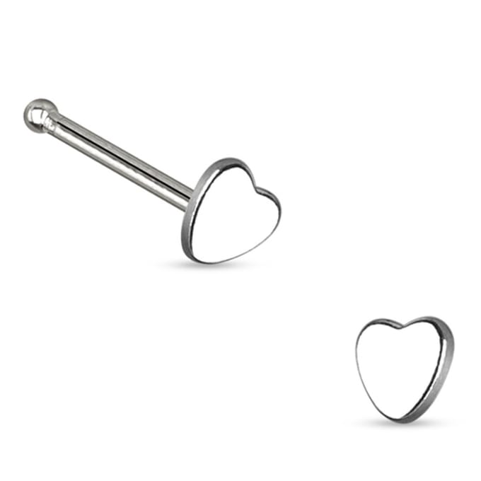 Neuspiercing rechte stud hart massief 0.8x6x2.5 - zilver - LMPiercings