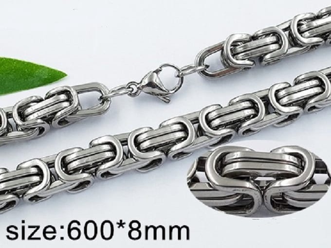 Koningschakel Set staal Ketting 60 cm armband 23 cm schakeldikte 8 mm rvs 3230
