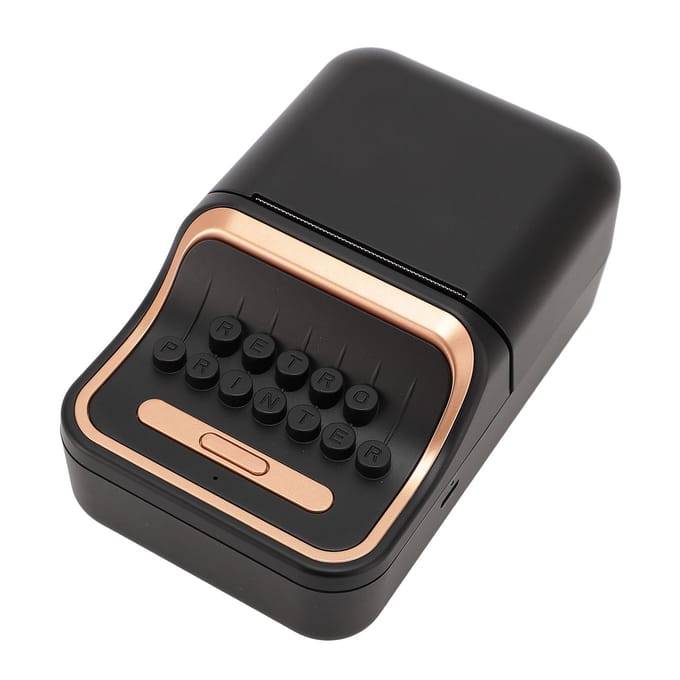 Retro Labelprinter 1000mAh Batterij Opladen Thermisch Draagbaar Bluetooth 5.0 Inktloze Labelprinter black