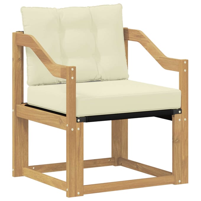 vidaXL - Buitensofa - Massief - Acacia - Hout - Wit - en - crèmekleurig