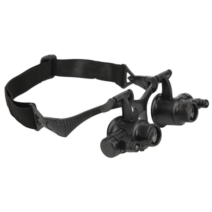 Loupe de bijouterie avec 2 LED et 8 lentilles interchangeables (10X, 15X, 20X, 25X)