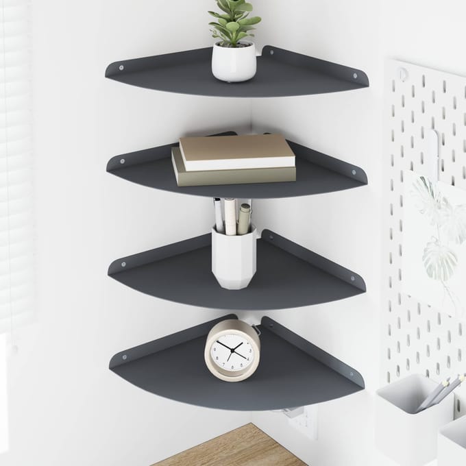 vidaXL - Hoek - Plank - 4 - st - Antraciet - 30 - x - 30 - x - 2 - cm