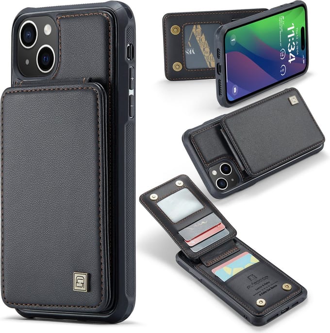 Portemonnee Backcover met RFID-bescherming voor iPhone 15 Plus / 14 Plus _ Zwart