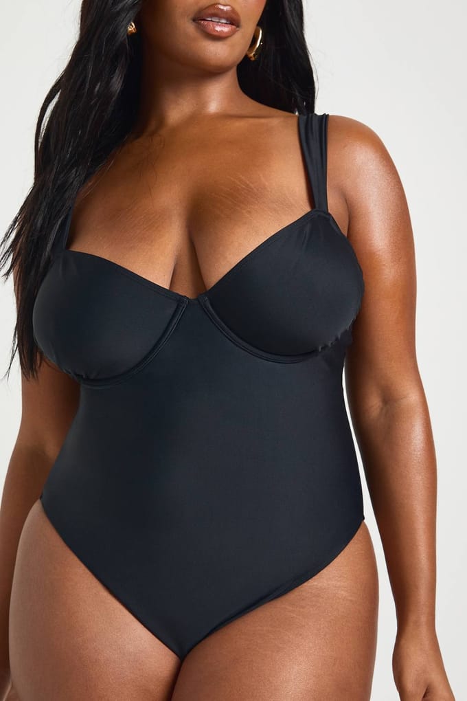 boohoo Dames Plus Balkonnet Bh Badpak | Black | Maat: 16