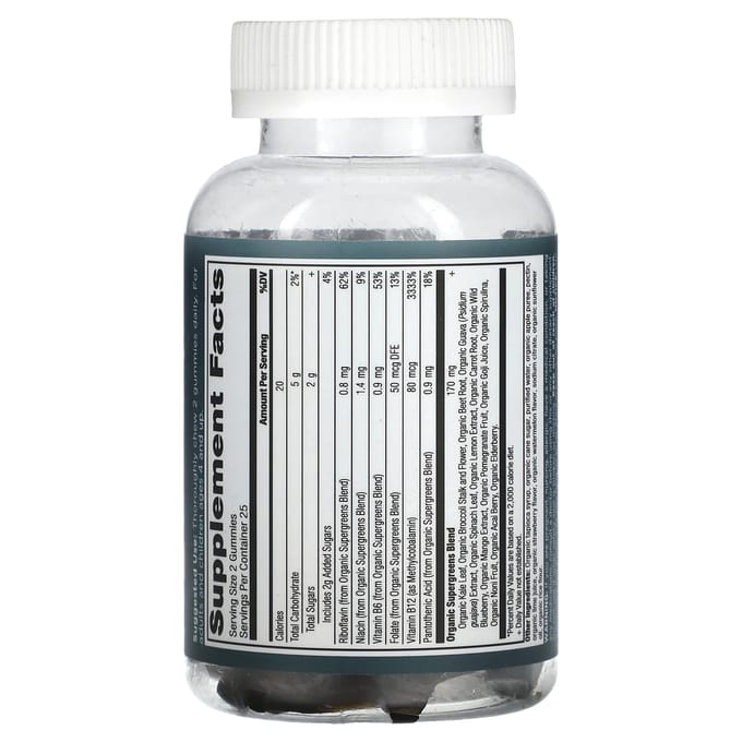 Nutrition Ancienne, Super Gummies Verts Bio, Saveur Fraise Pastèque, 50 Gummies