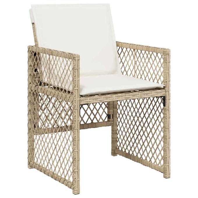 vidaXL - 5-delige - Tuinset - met - kussens - poly - rattan - beige