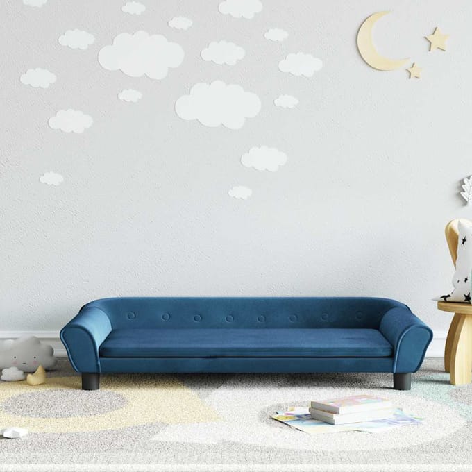 vidaXL - Kinderbank - 100x50x26 - cm - fluweel - blauw