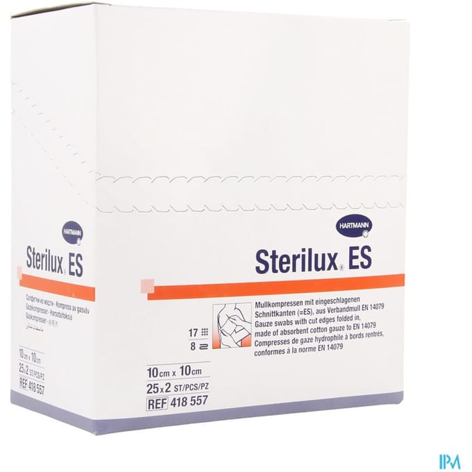 Sterilux Es 10x10cm 8l.st. 25x2 P/s