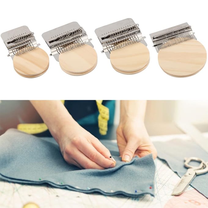 Mini outil de tissage manuel, outil de reprisage DIY, machine de tressage et de patching pour débutants beige