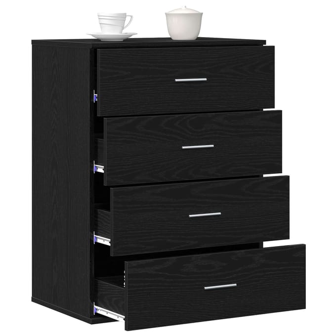 vidaXL - Dressoir - Zwart - Eiken - 60 - x - 39 - x - 80 - cm - Bewerkt - hout