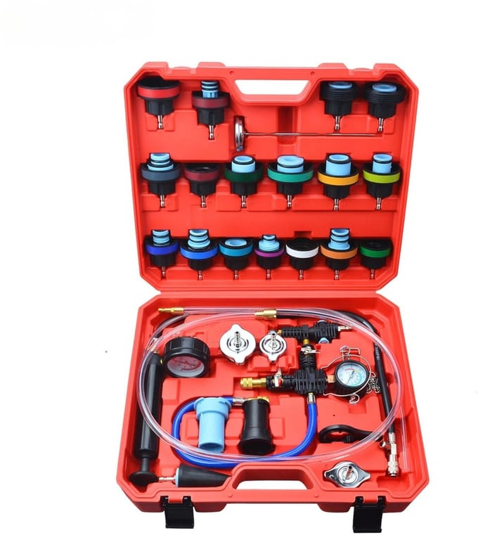 DIMICO - Radiator druktester universeel - Garage tool - Koelsysteem testset auto - Druk tester - lekdetectie set - 28 delig